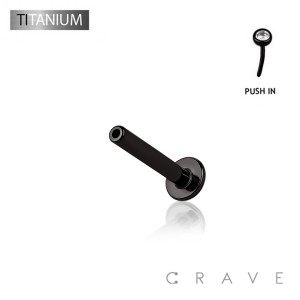 BLACK PVD PLATED IMPLANT GRADE TITANIUM 4MM FLAT DISK THREADLESS PUSH IN LABRET FLAT BACK BAR
